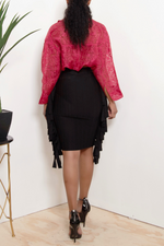 Black lined midi Fringe skirt FINAL SALE