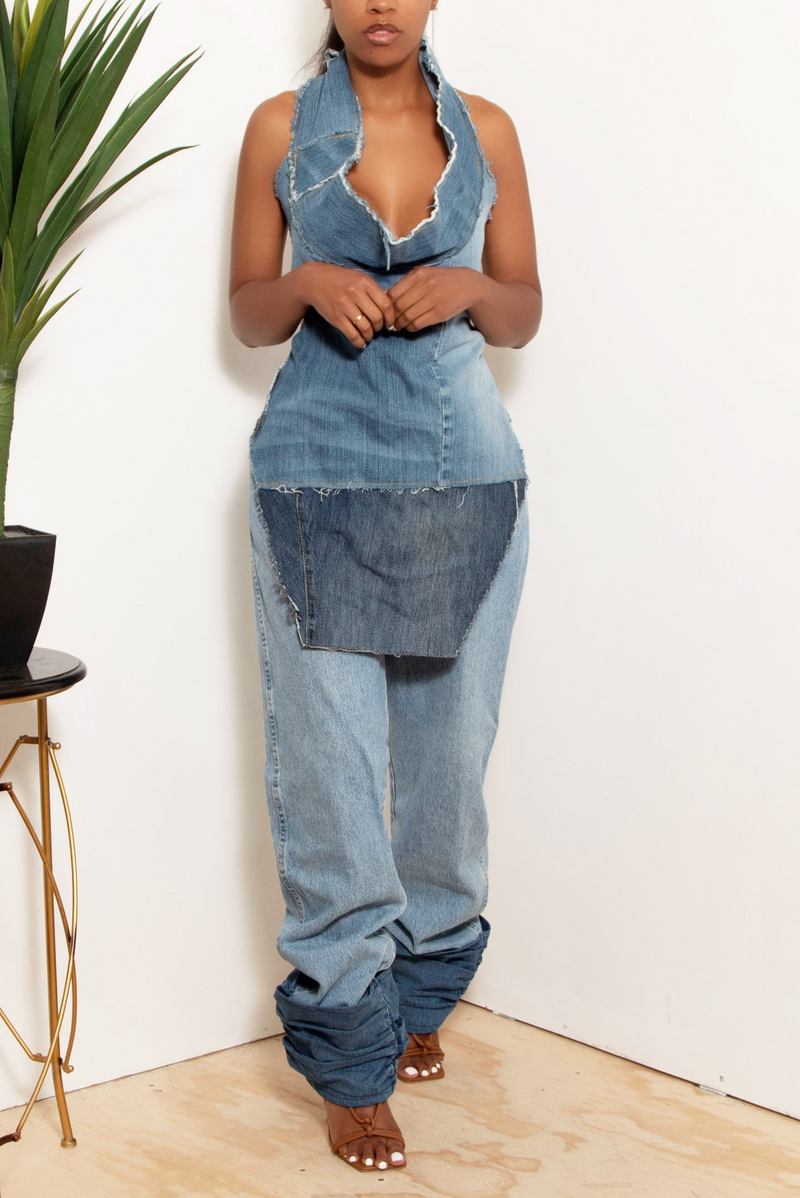 Custom Denim Halter Tops