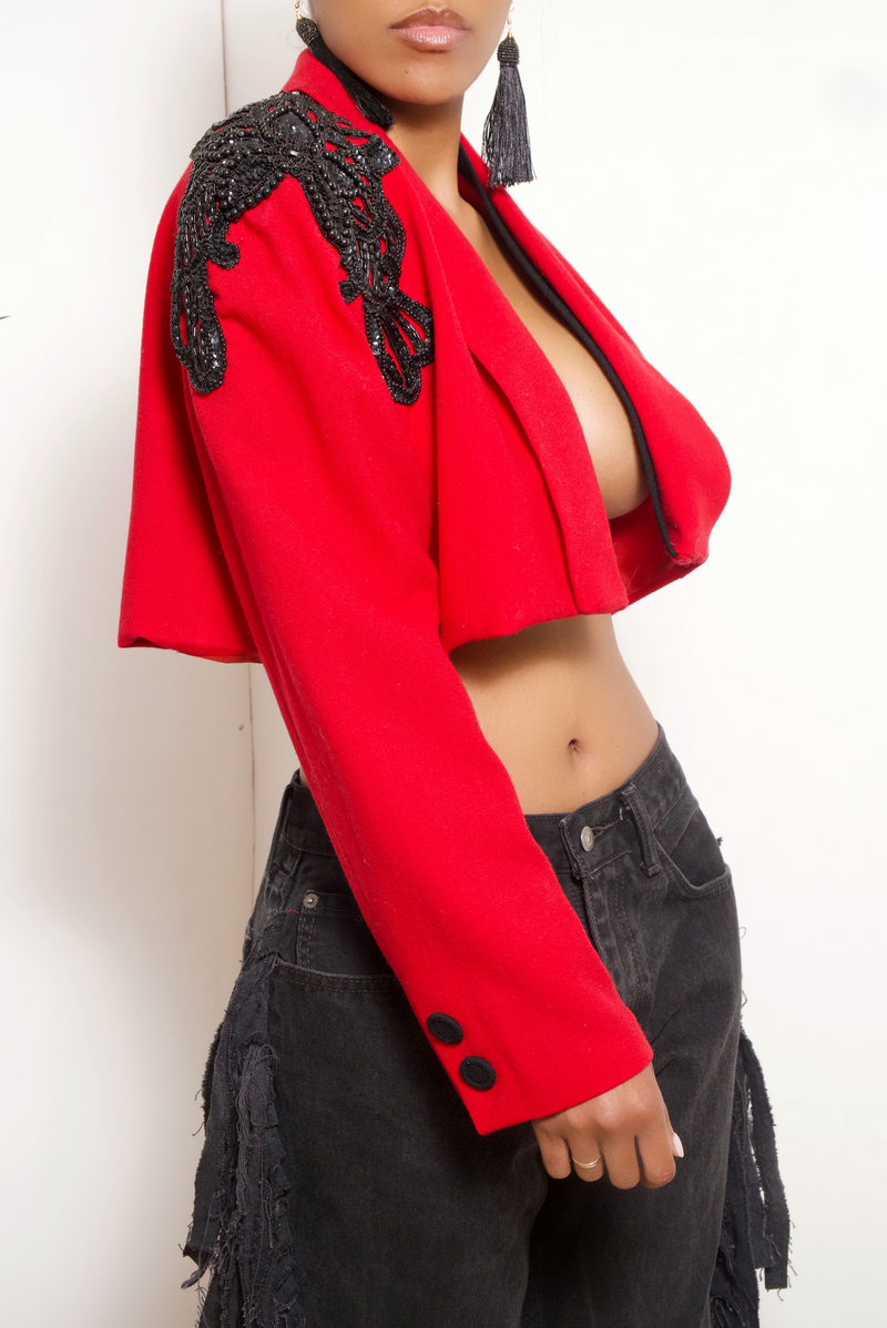 Cropped 2025 red blazer