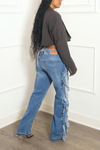 Dark Medium bleach line Levi Denim fringe Pants (33/32)