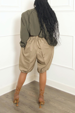 Khaki tan Bermuda slacks