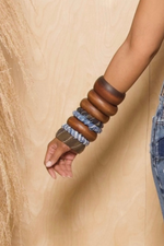Camo Denim wooden 8 Stacked Bangles Bracelets