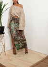 True Army fatigue Woodland Camo Wrap Split skirt