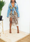 Vintage Denim Distressed Army fatigue patchwork button up (S/M/L)