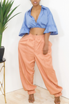 Blue Baby Doll bell sleeve crop Top (S)