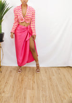 Pretty pink Satin long wrap skirt S/M/L