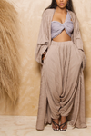 Taupe resort lined print kimono