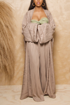 Taupe resort lined print kimono