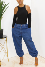 *Dark Vintage elastic Denim jeans (L)